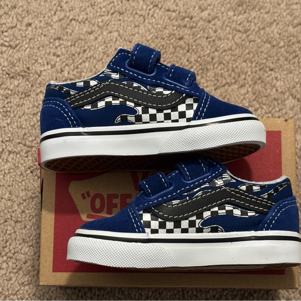 Vans Kids Blue Checkered Sneakers
